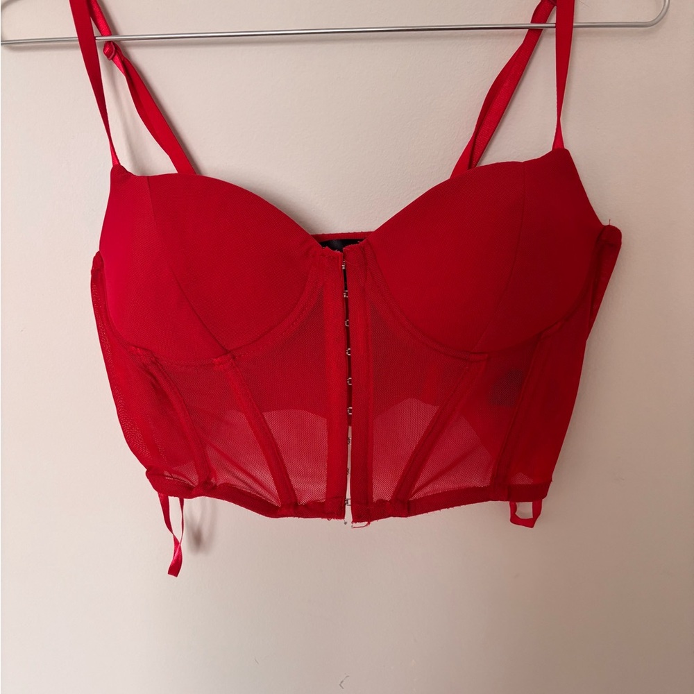 Elegant Red Bustier Top